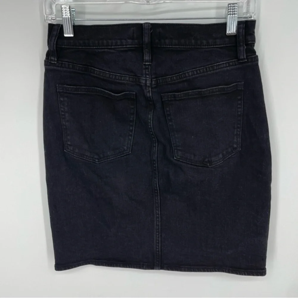 J. Crew Black Stretch Denim Mini Skirt Studded Sides Womens Sz 25‎